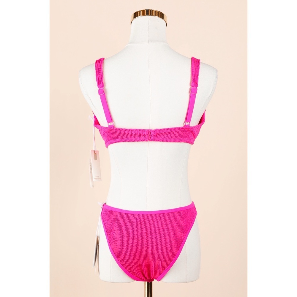 Sz S/M Good American Always Fits Demi Bikini Top & Classic Bottom In Pink Glow - Picture 4 of 7